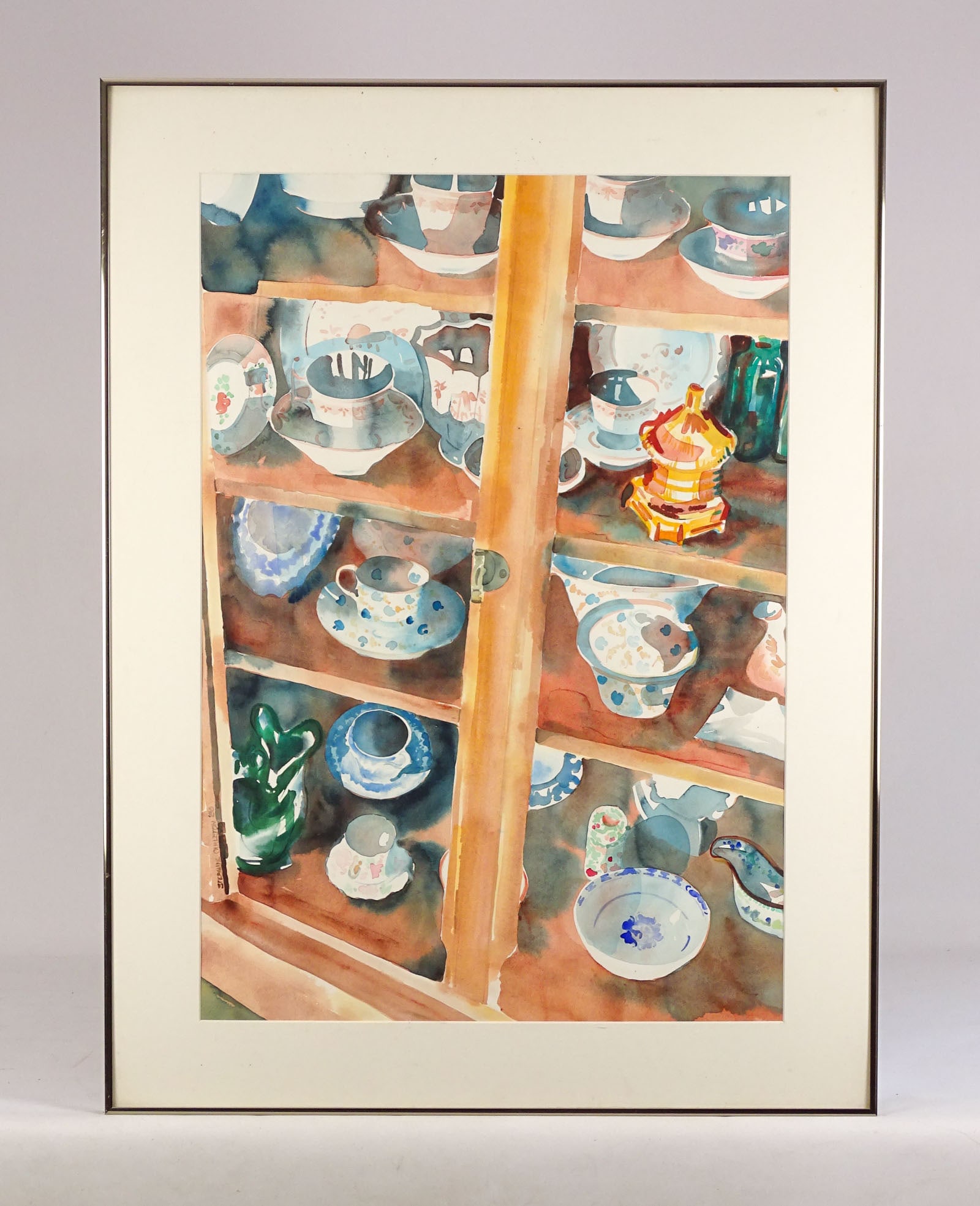 Stepanie Carleton (20th Century): Painting: Stephanie Carleton (20th Century), watercolor, "Refuge #3". Overall in frame 36 1/2" x 27 1/2".