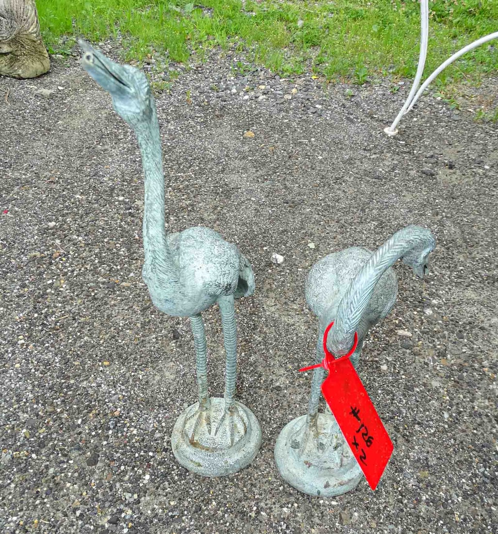Pair Cast Metal Storks - 2