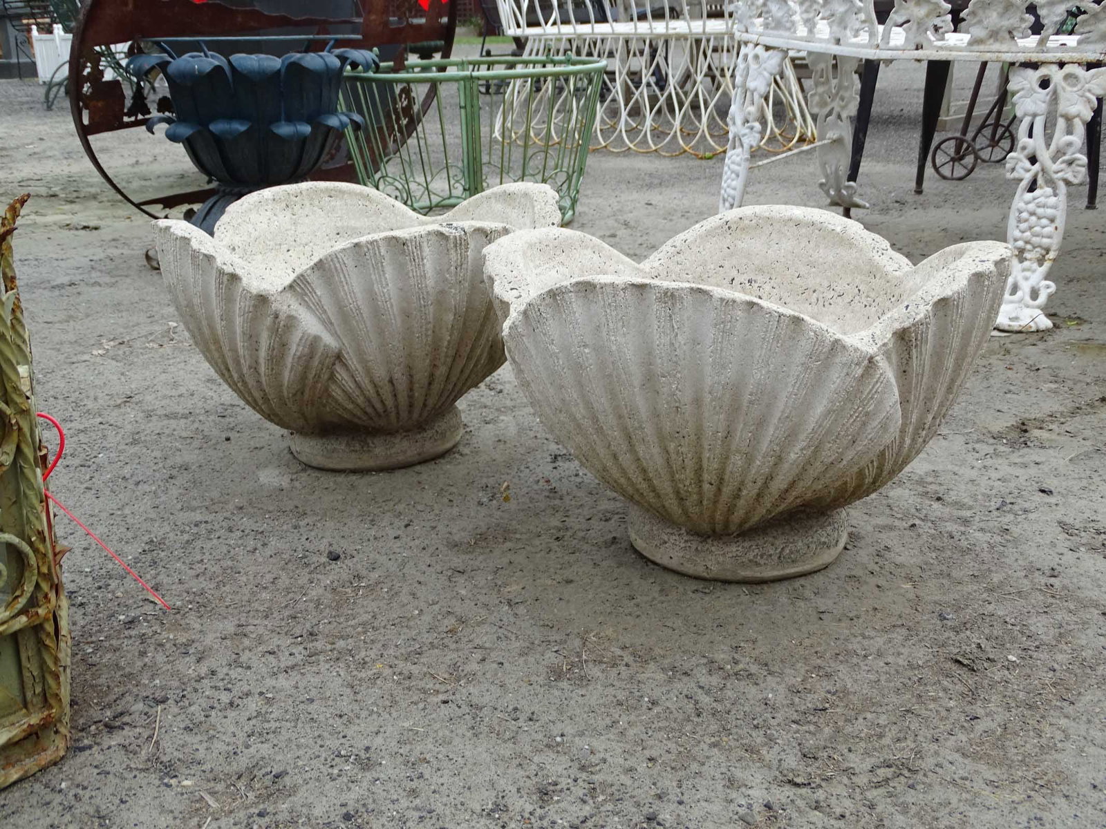 Pair Cast Stone Urns - 2