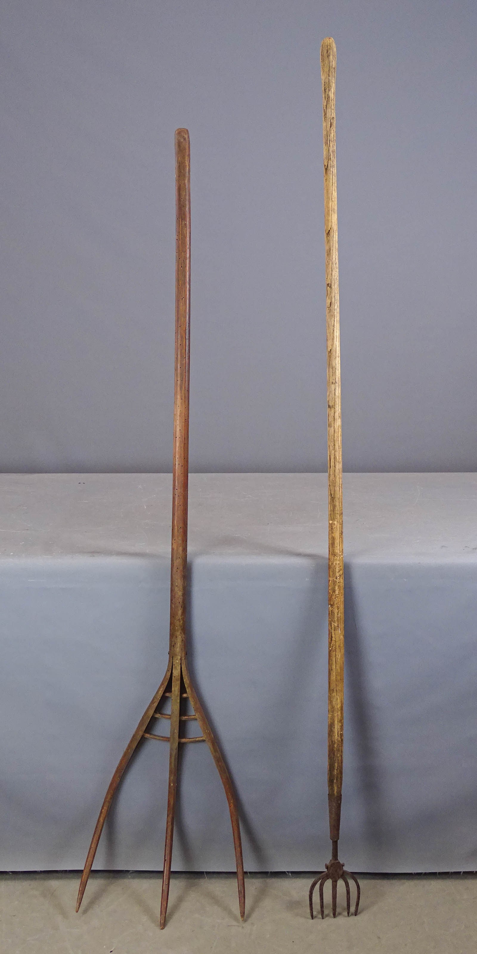 Wooden Rack and Tool Lot: Lot including: wooden rake and tool. Longest 61" L..