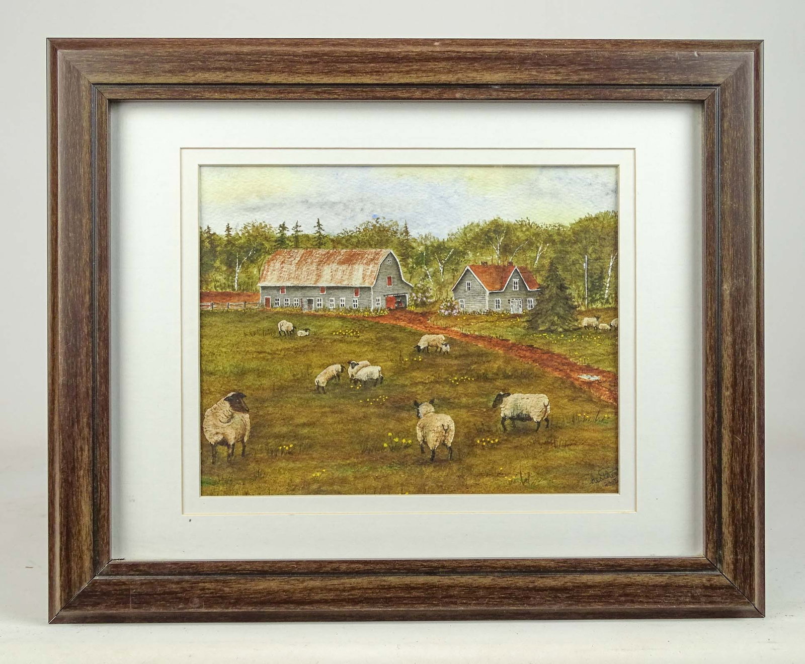 Watercolor by Heather Larter: Original watercolor by Heather Larter titled "Spring Frolic". Overall in frame 14" x 16".