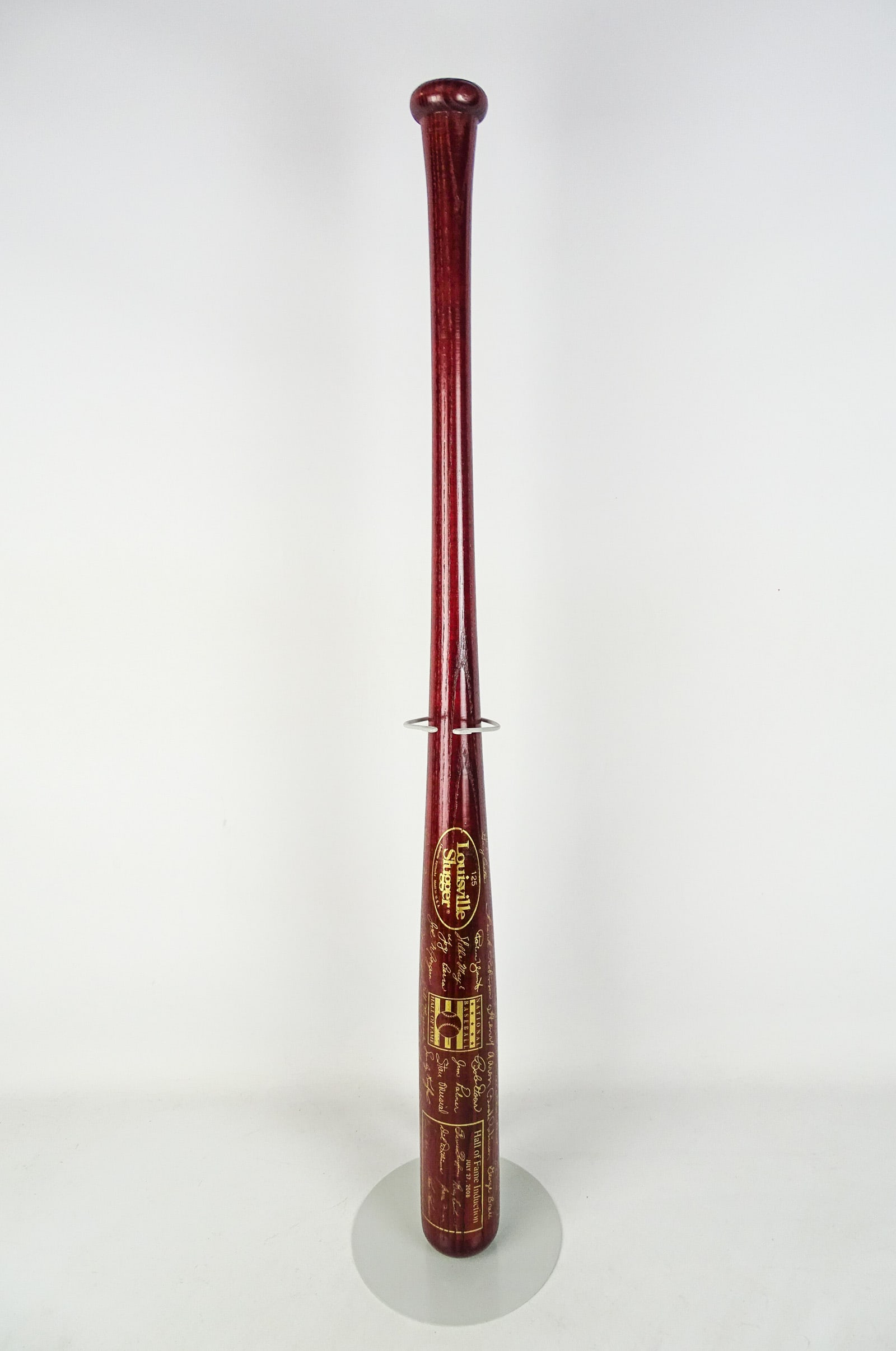 Autographed Baseball Bat: 2008 Hall of Fame autographed baseball bat including: Barney Dreyfuss, Rich Gossage, Bowie Kuhn, Walter O' Malley, Dick Williams…".