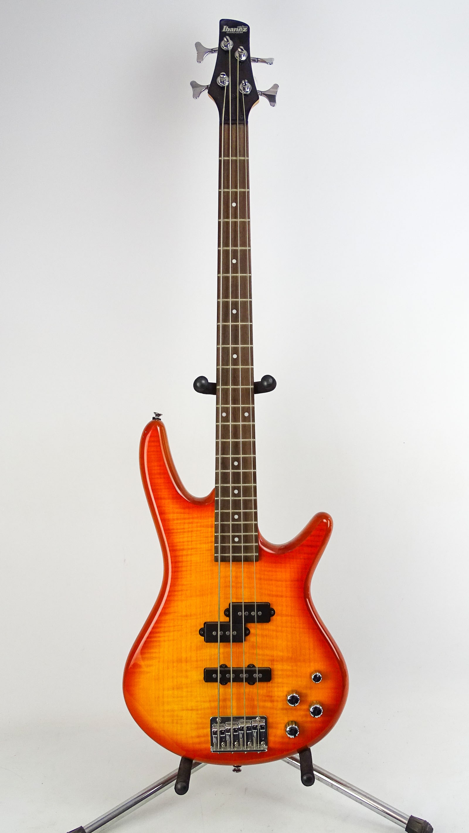Ibanez Bass Guitar: Ibanez Bass guitar "SOUNDGEAR". Tested and works. Made in China. SN#J100451163. With gig bag.