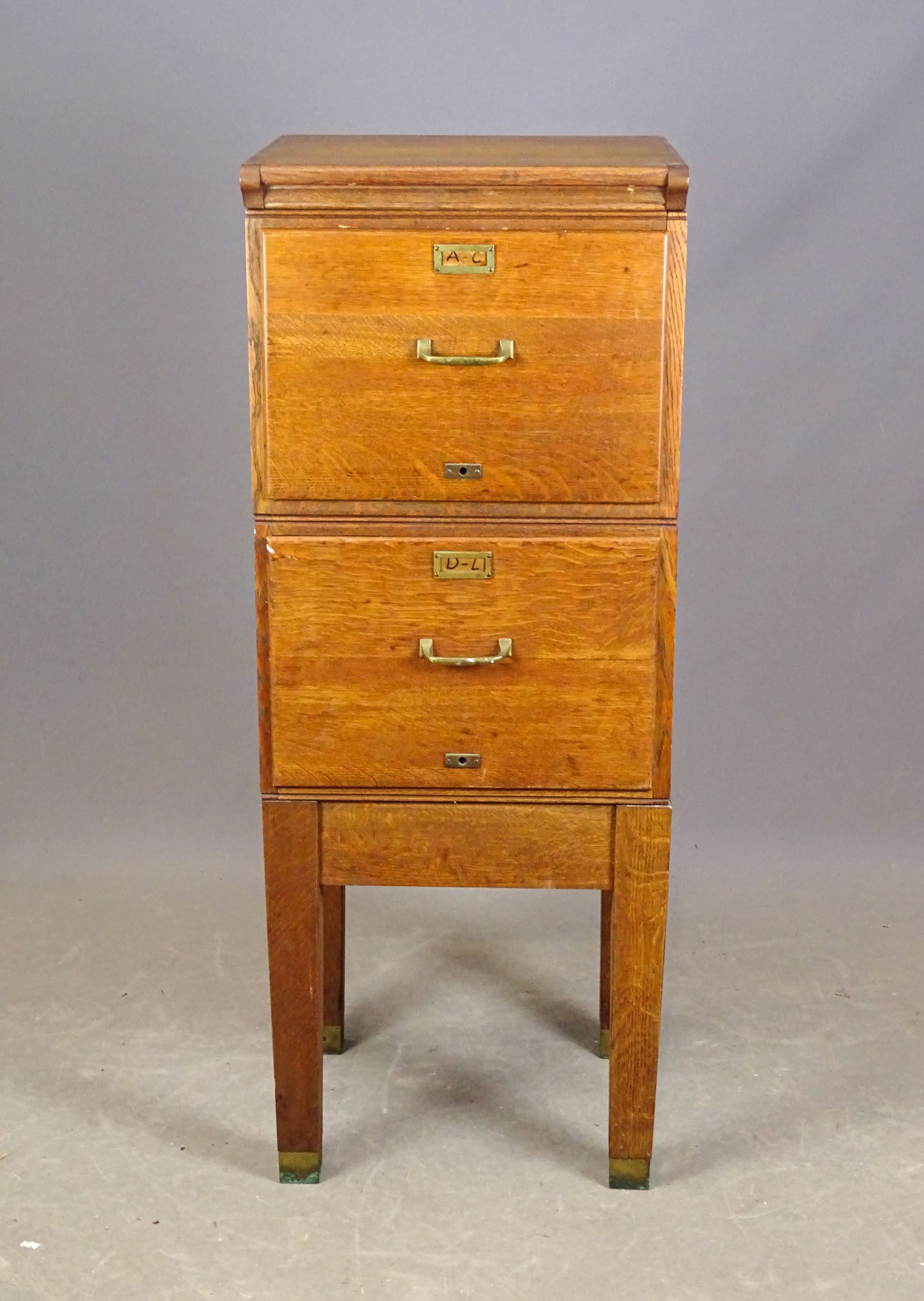 C. 1900's Oak File Cabinet (1 of 3)