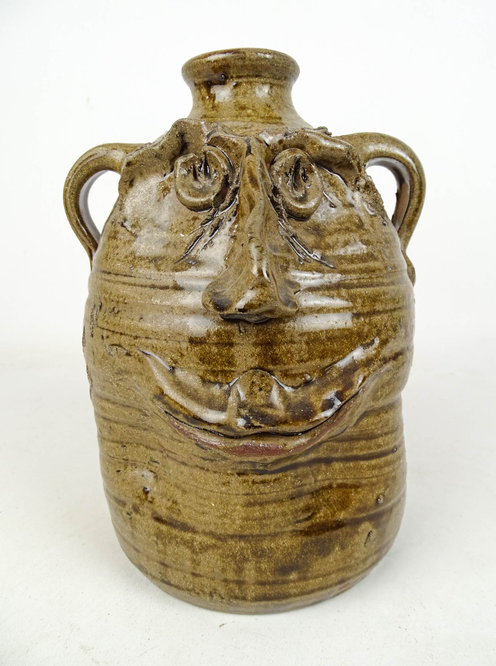 Folk Art Pottery Face Jug (1 of 4)