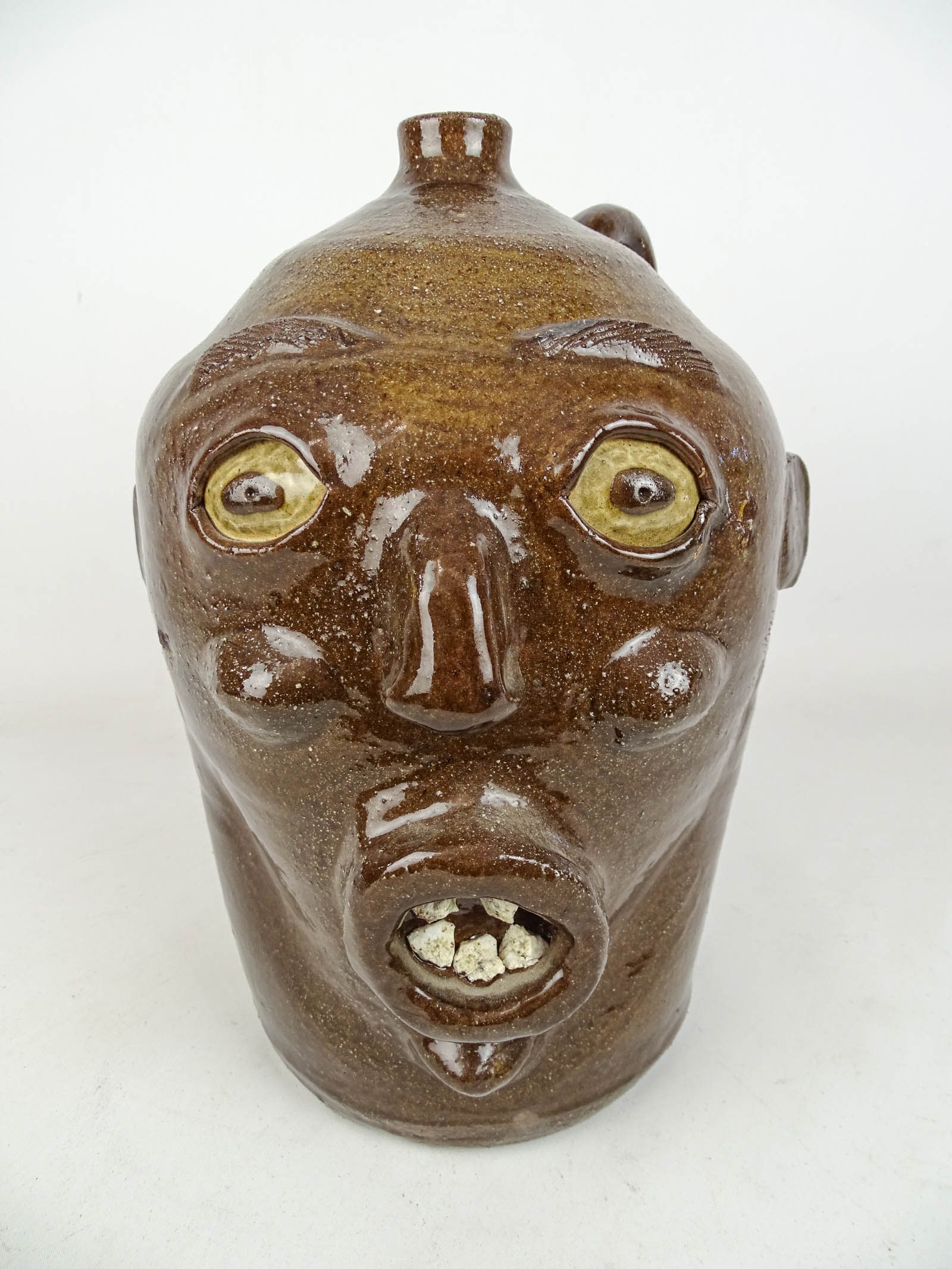 Folk Art Pottery Face Jug (1 of 4)