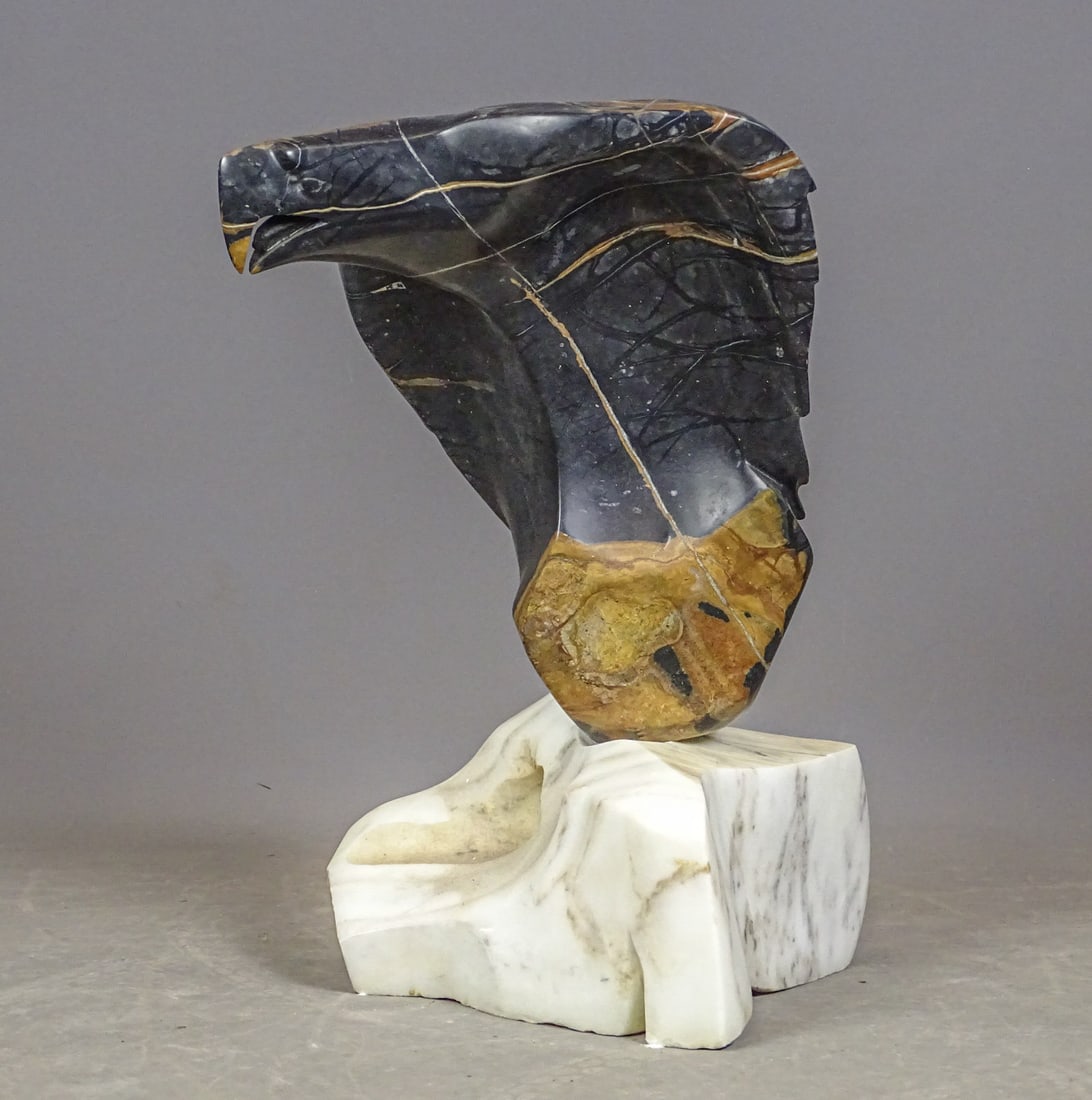 Taos Artist Marble Eagle Sculpture: Taos Artist large marble Eagle sculpture. 15" x 15" x 24" Ht..