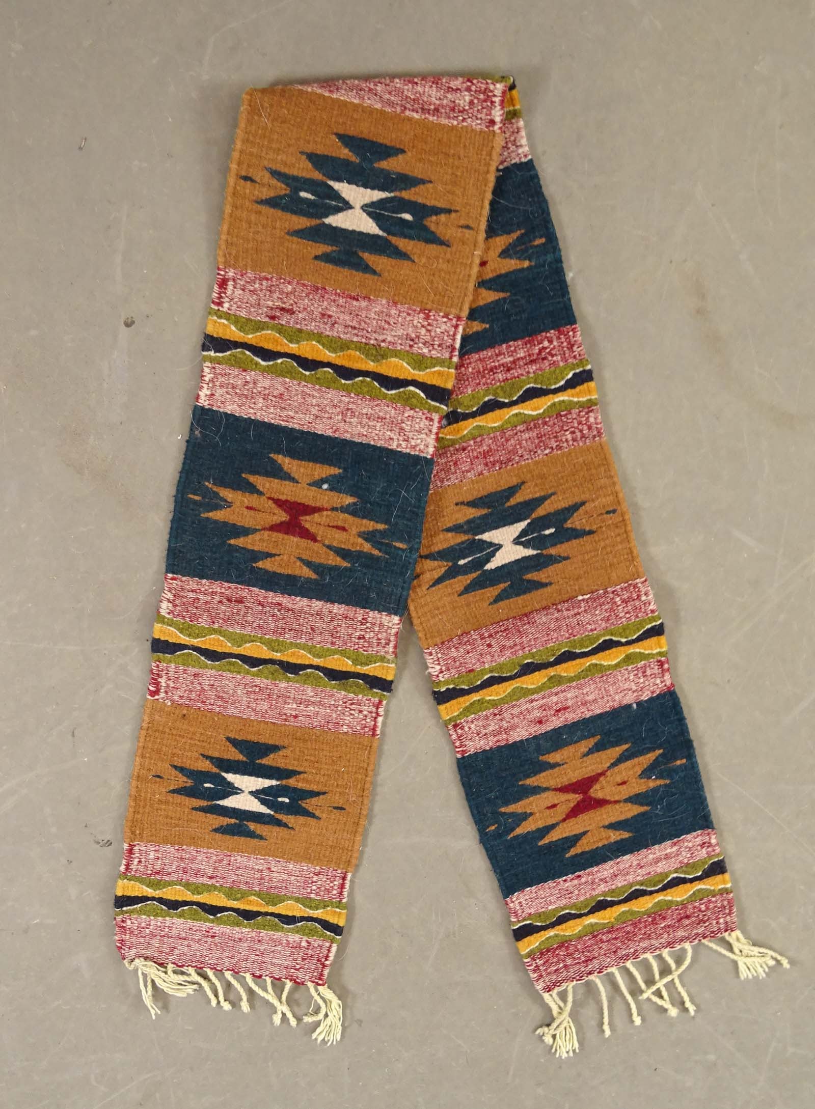 Mexican Runner: Mexican runner with fringe border. 10 1/2" x 72".