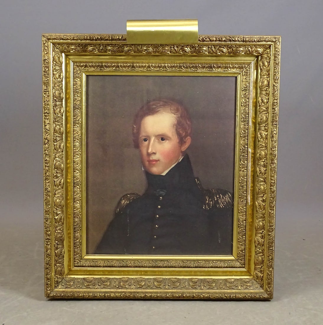 Painting: 19th c. Portrait of a Gentleman: Painting: 19th c. portrait of a gentleman. Overall in frame 33" x 28".