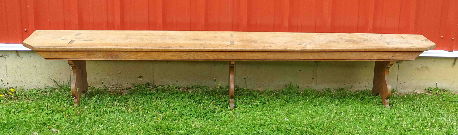 Long 19th c. Bench: Long 19th c. bench. Mortised construction. Probably Pennsylvania. 8' 10" x 15" x 20" Ht..