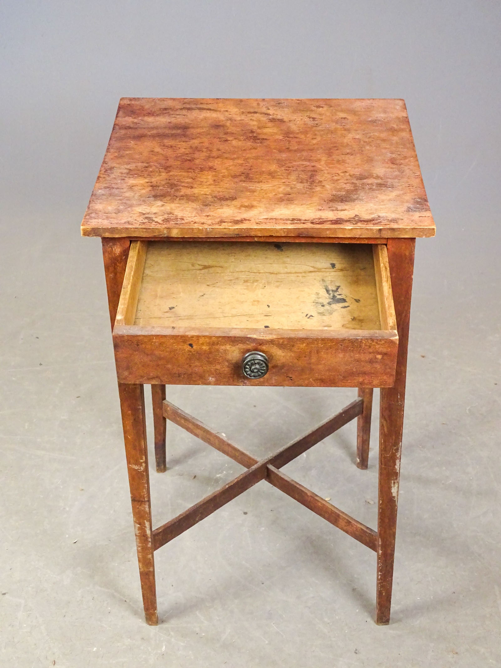 18th c. "X" Base Single Drawer Stand - 2
