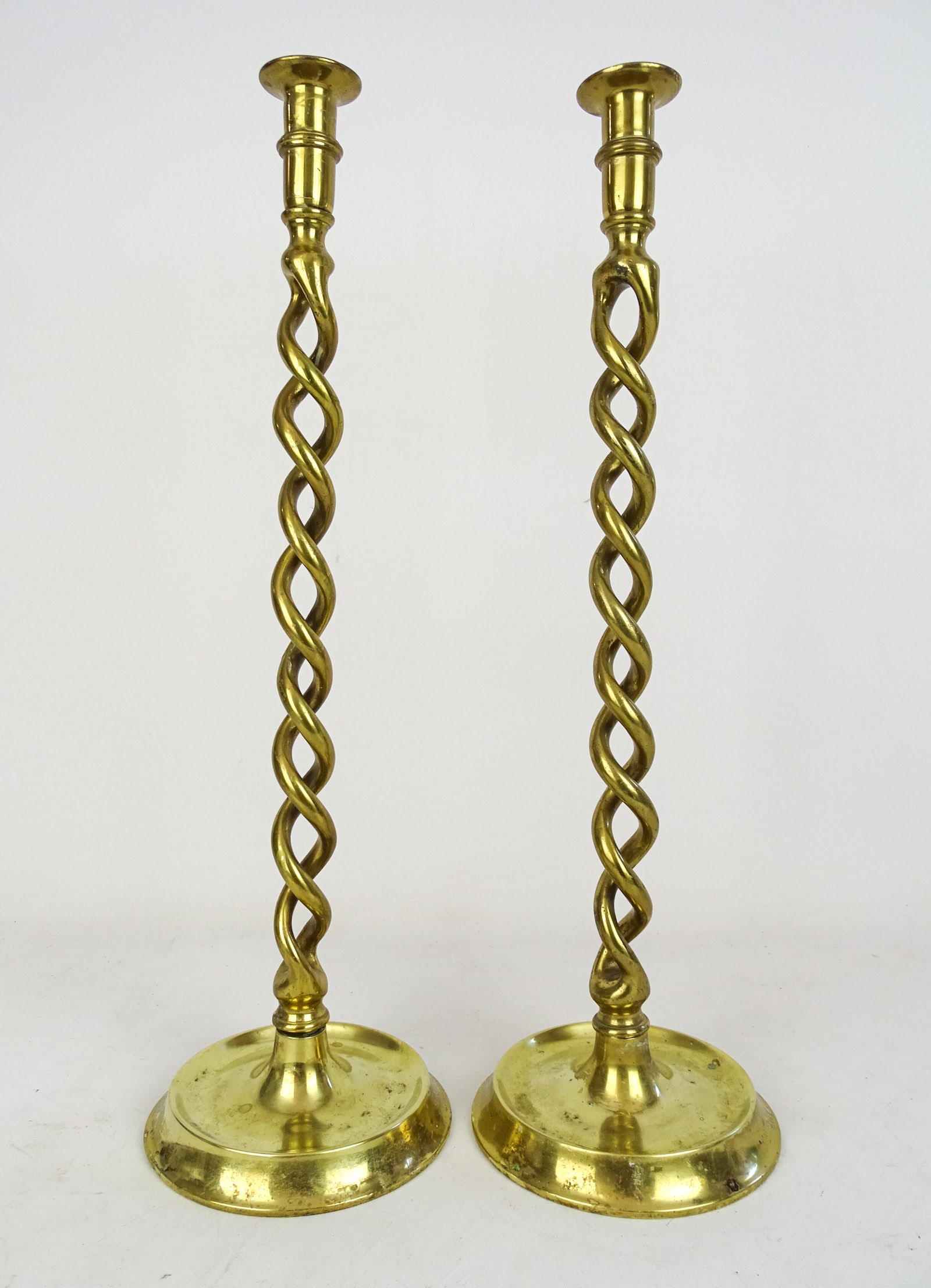 Pair Tall Brass Candlesticks (1 of 4)