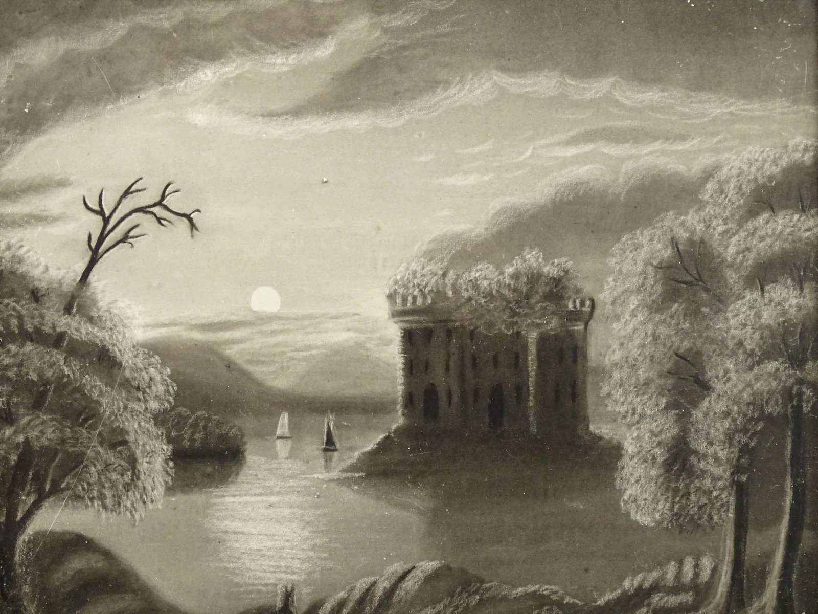19th c. Sandpaper Drawing - 2