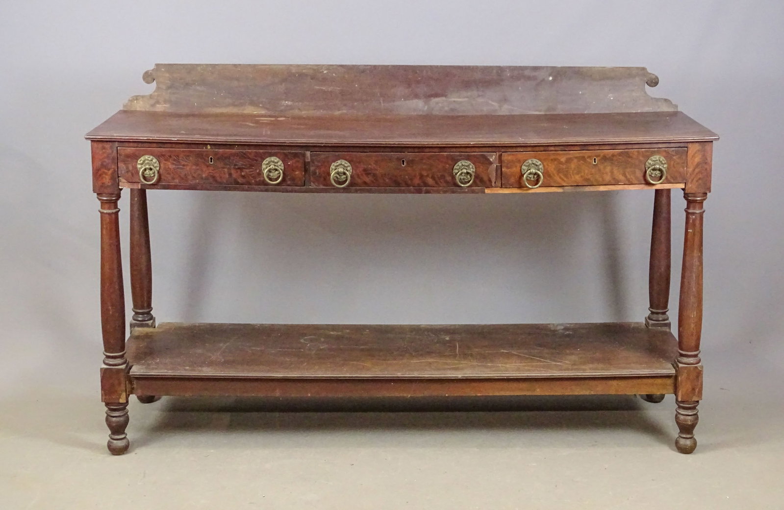 19th c. Mahogany Server: Large 19th c. mahogany Classical server with under-shelf.71" x 21" x 40" Ht..