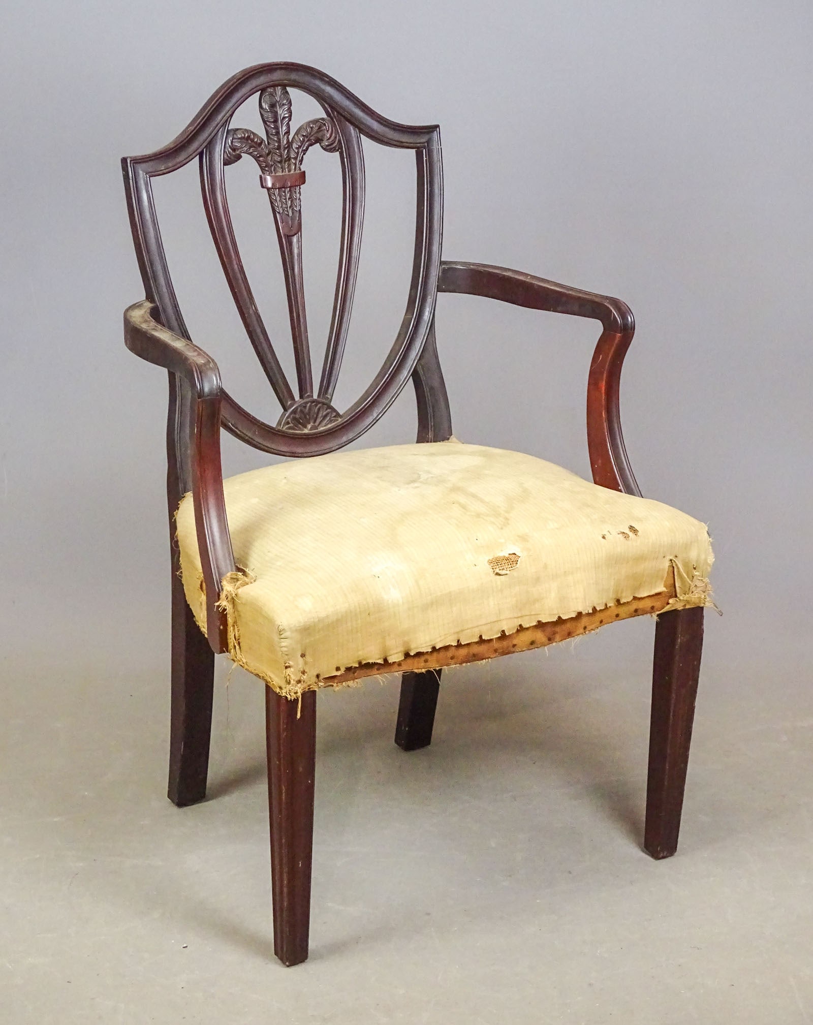 19th c. Classical Chair: 19th c. Classical mahogany Plume chair. 18" seat Ht., 36" overall Ht..