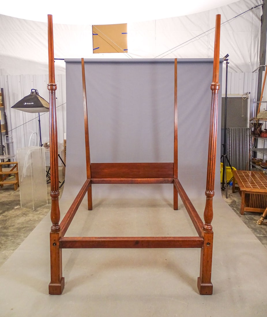 19th c. Classical Mahogany Bed: 19th c. Classical mahogany bed. 95" posts, 57" W., 76" D.., interior 51 1/2" x 71".