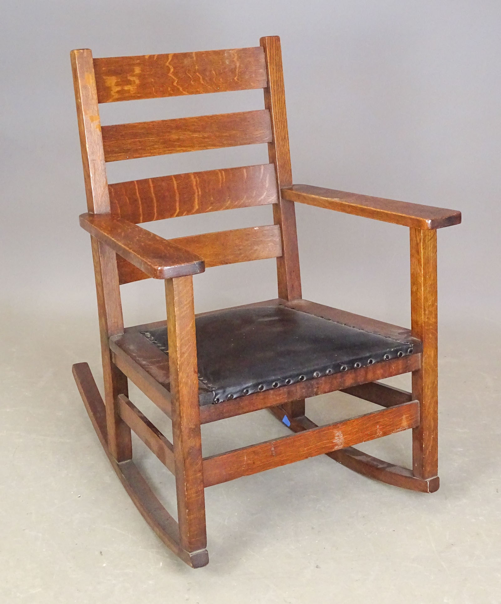 Mission Oak Rocking Chair: Mission oak rocking chair. 15" seat Ht., 34" overall Ht..