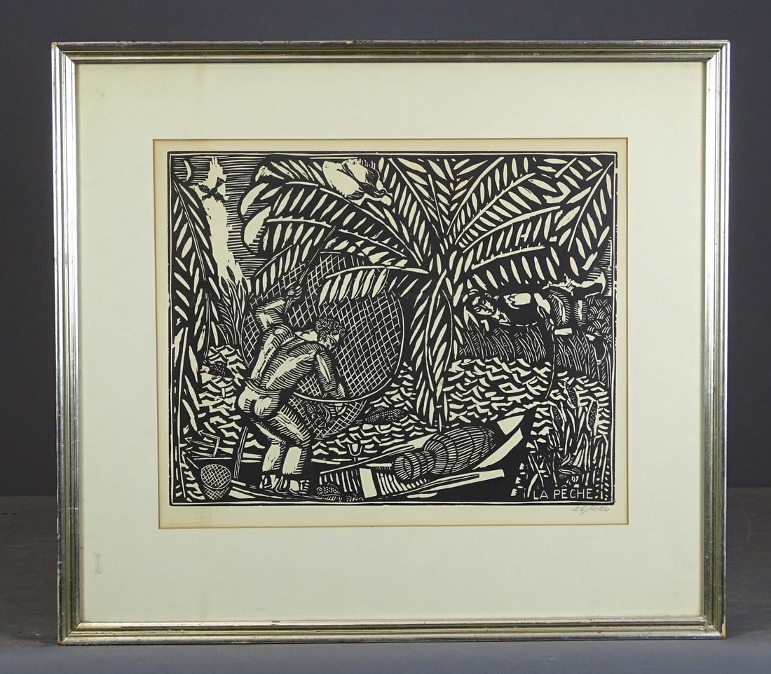 Raoul Dufy (1877-1953): Raoul Dufy (1877-1953), "LA PECHE". Lithograph. Stamped, signed and numbered 56/220. Overall in frame 21 1/2" x 23 1/2".