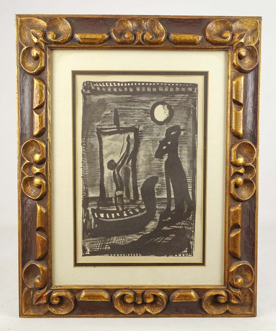 Georges Rouault (1871-1958): Georges Rouault (1871-1958), untitled lithograph, pg. 30 "Reincarnations du Pere Ubu. Hellogravure and aquatint with wood etching and Roulette work on Montvai a La Main paper. 1932. Image size 11.6 x