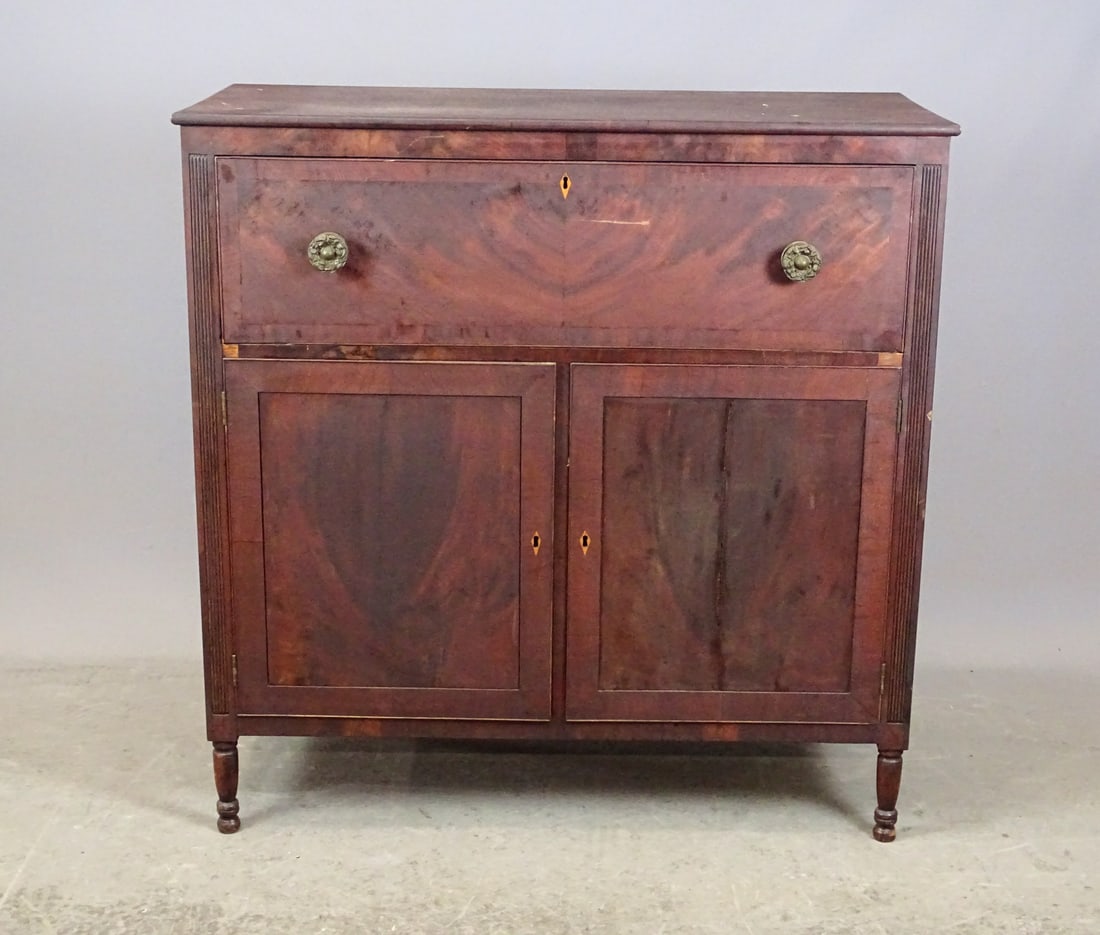 19th c. Butlers Desk: 19th c. Classical mahogany butlers desk. 44" x 20" x 45 1/2" Ht..