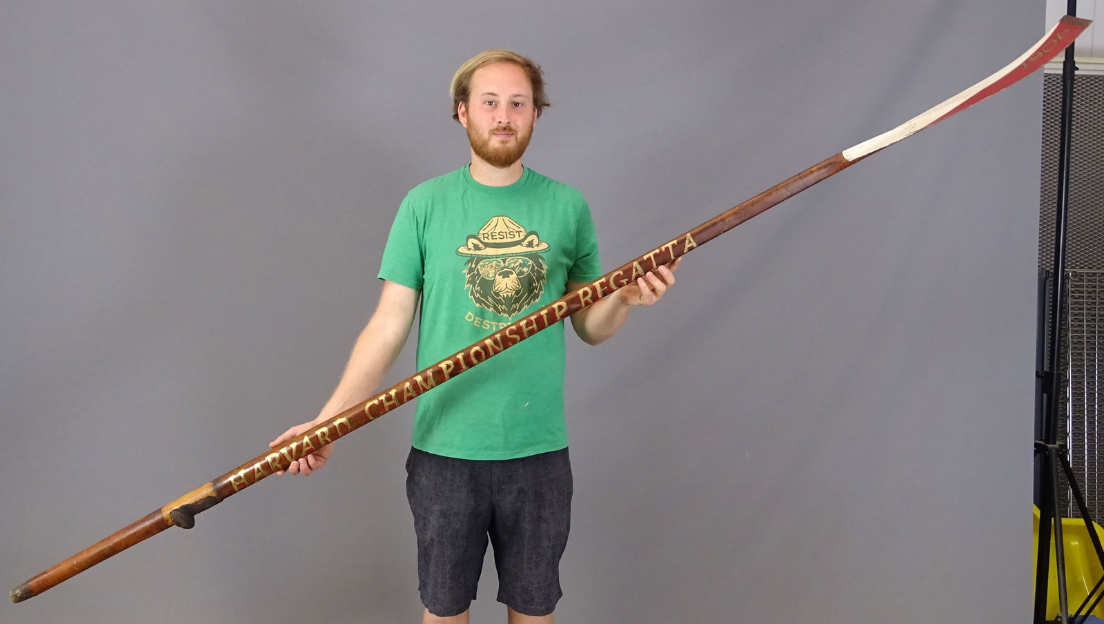 Large Rowing Oar Marked Harvard: Large rowing oar painted "HARVAR CHAMPIONSHIP REGATTA".9' L..