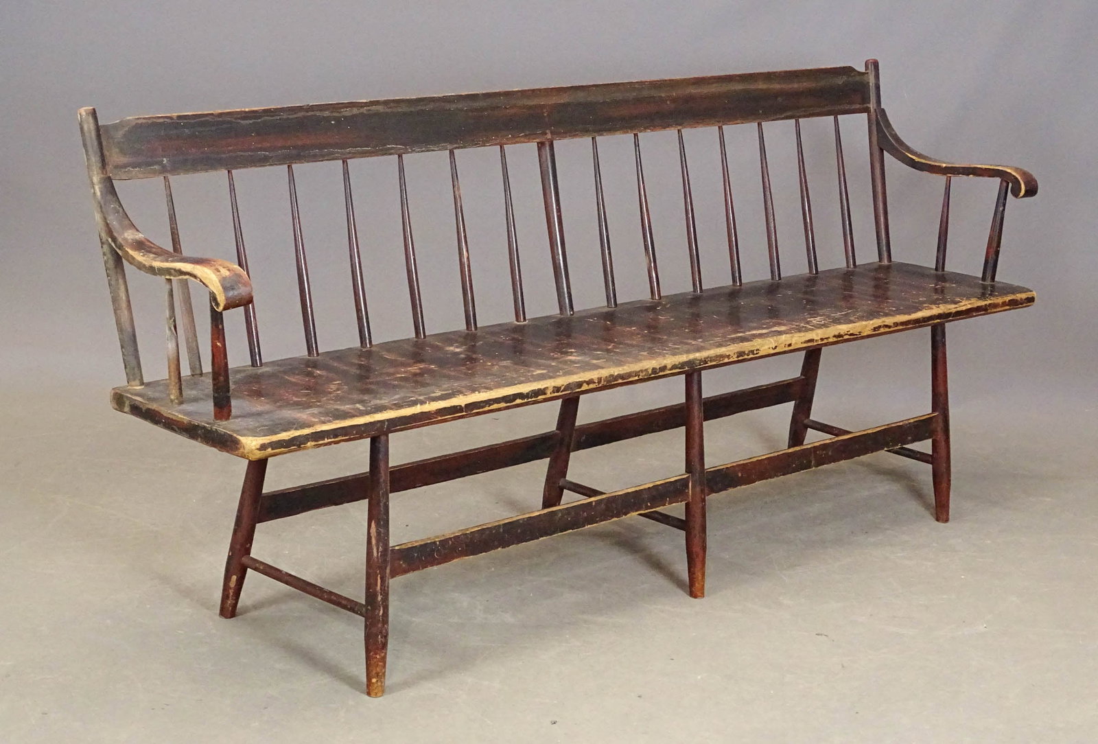 19th c. Painted Deacon's Bench (1 of 5)