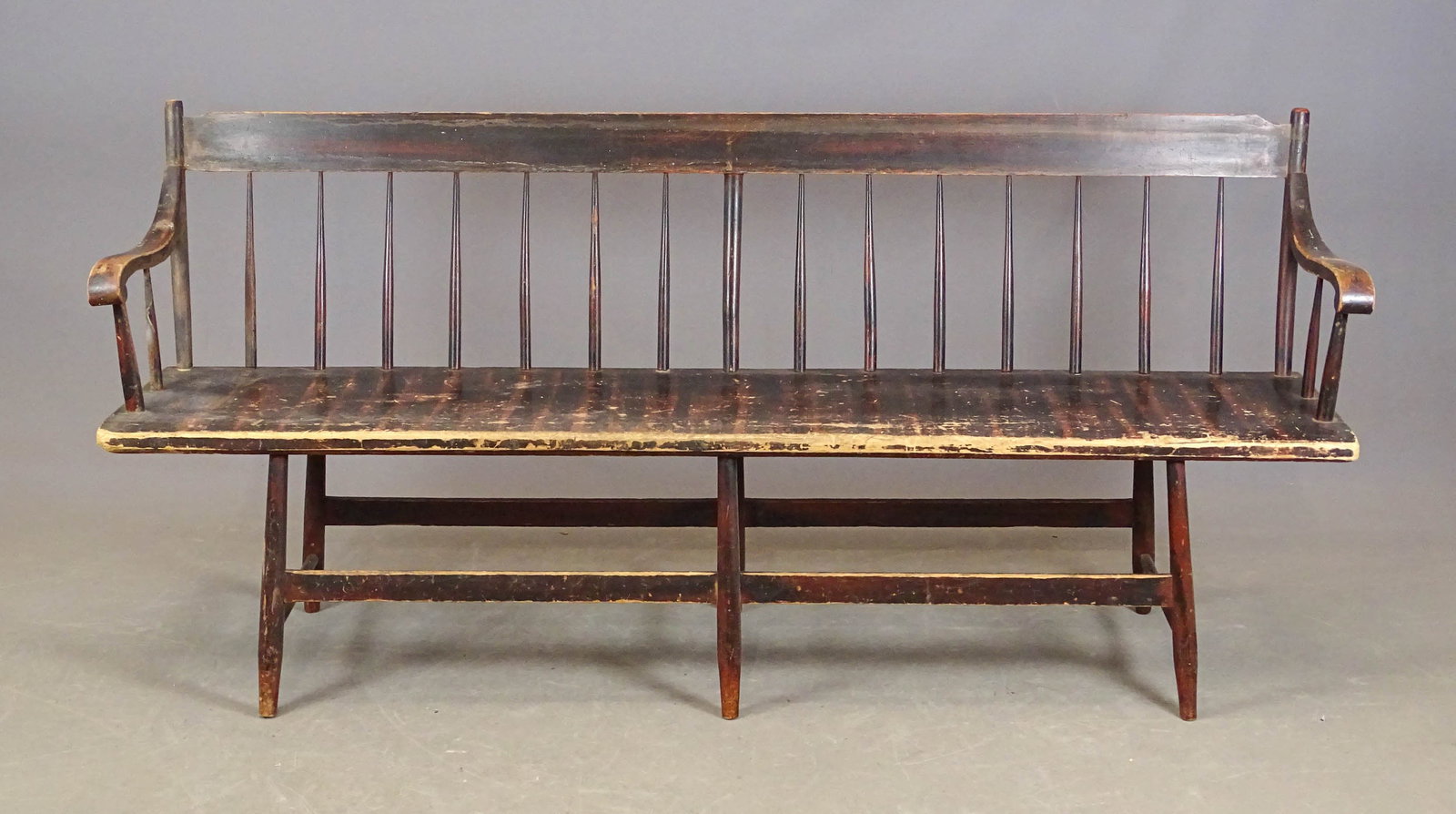 19th c. Painted Deacon's Bench - 2