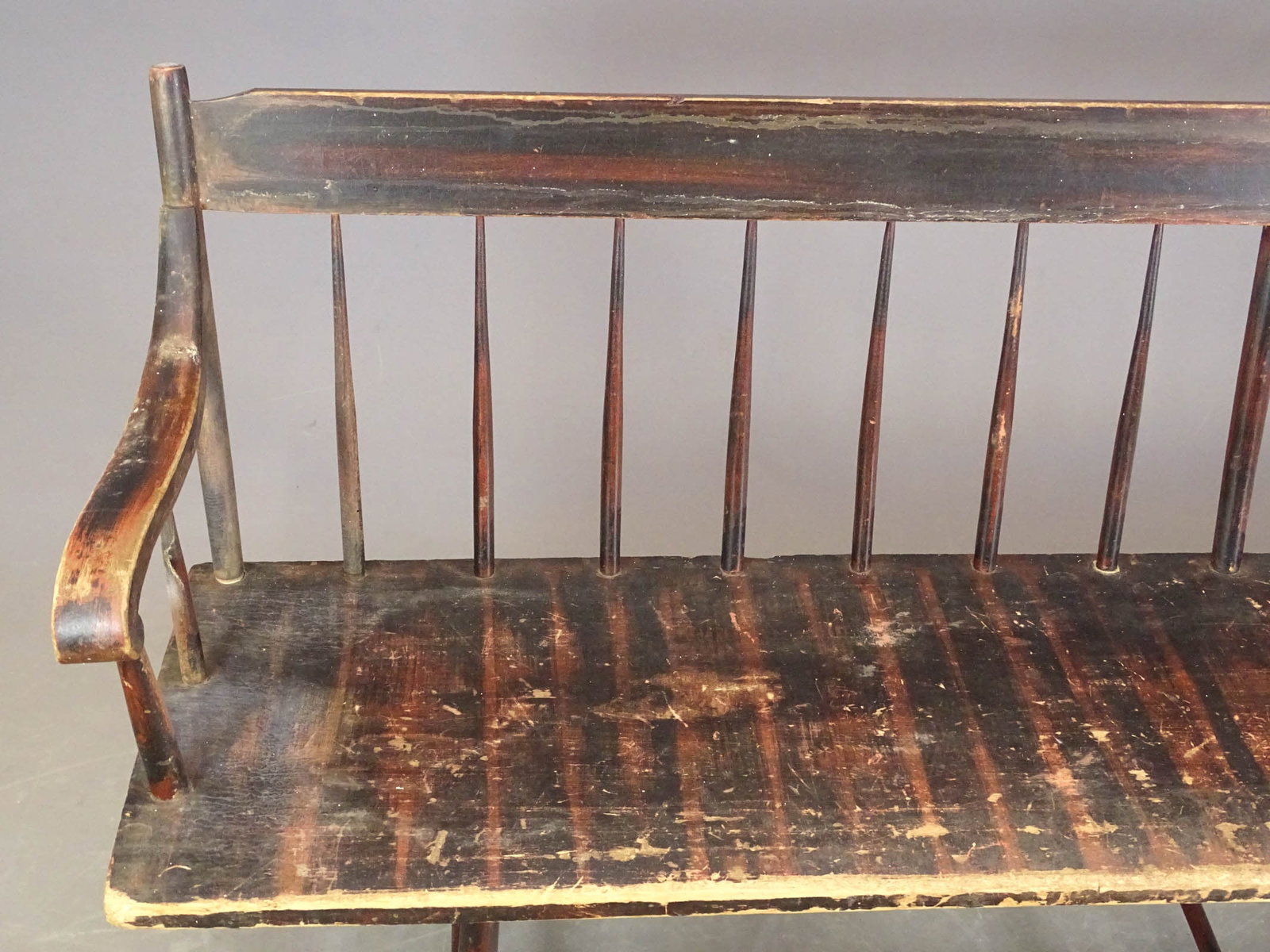 19th c. Painted Deacon's Bench - 3