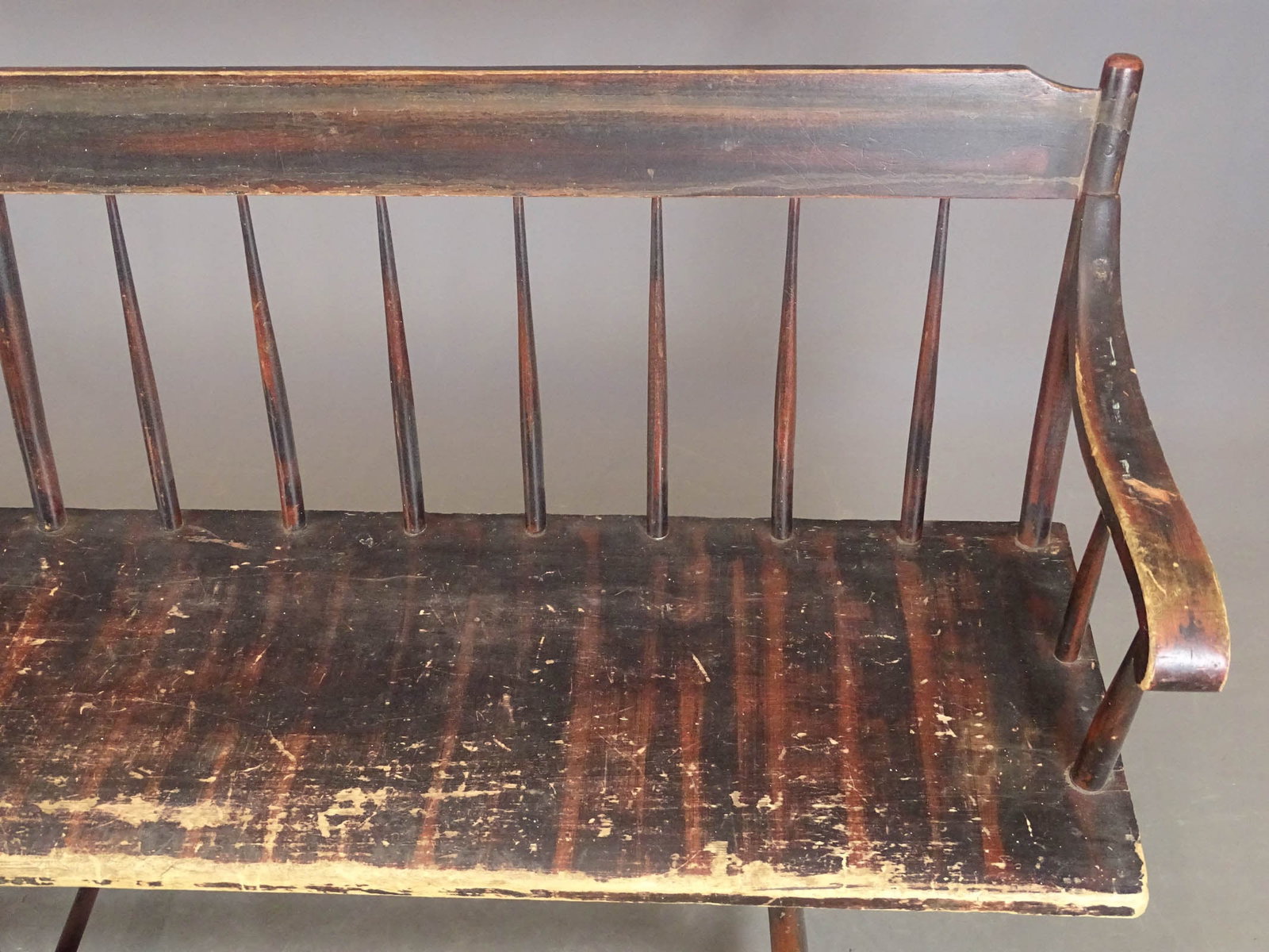 19th c. Painted Deacon's Bench - 4