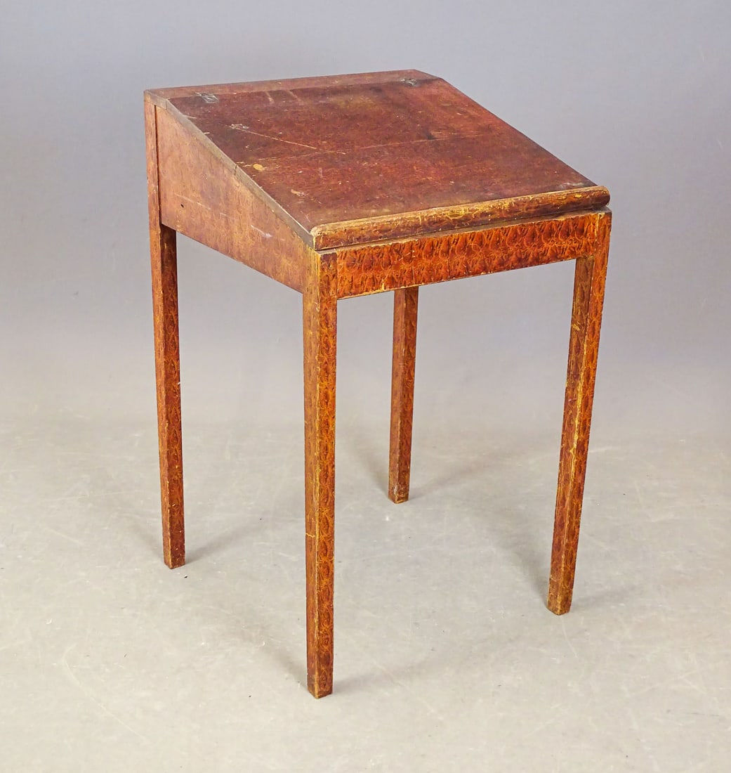 19th c. Slant Lid Desk: 19th c. paint decorated country slant lid desk. 21 1/2" x 22" x 34 3/4" Ht..