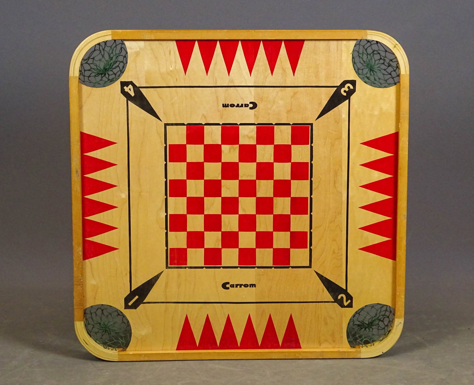Vintage Carrom Game: Vintage Carrom game. 26" D..