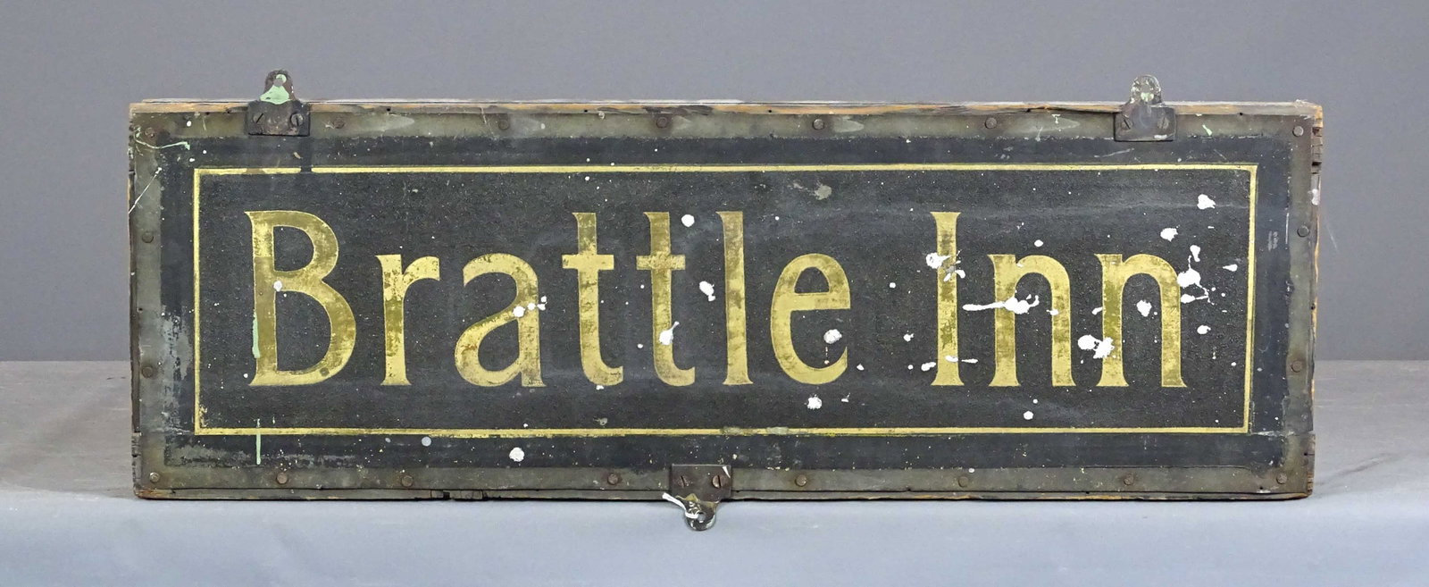 Trade Sign: 19th c. two sided trade sign "Brattle Inn". 10" x 30".