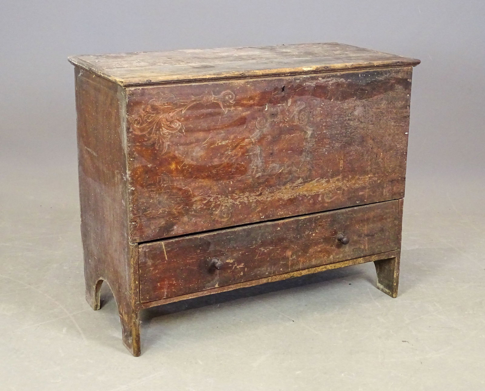 19th c. Blanket Chest: 19th c. single drawer blanket chest with cutout sides. 38" x 19" x 31 1/2" Ht..