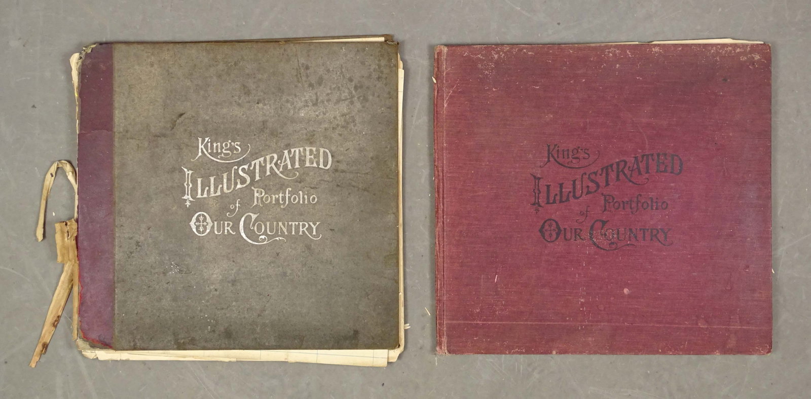 Kings Illustrated Portfolios: (2) copies of Kings Illustrated Portfolio of Our Country. 1906. 17" x 18", (2) slightly different printings.