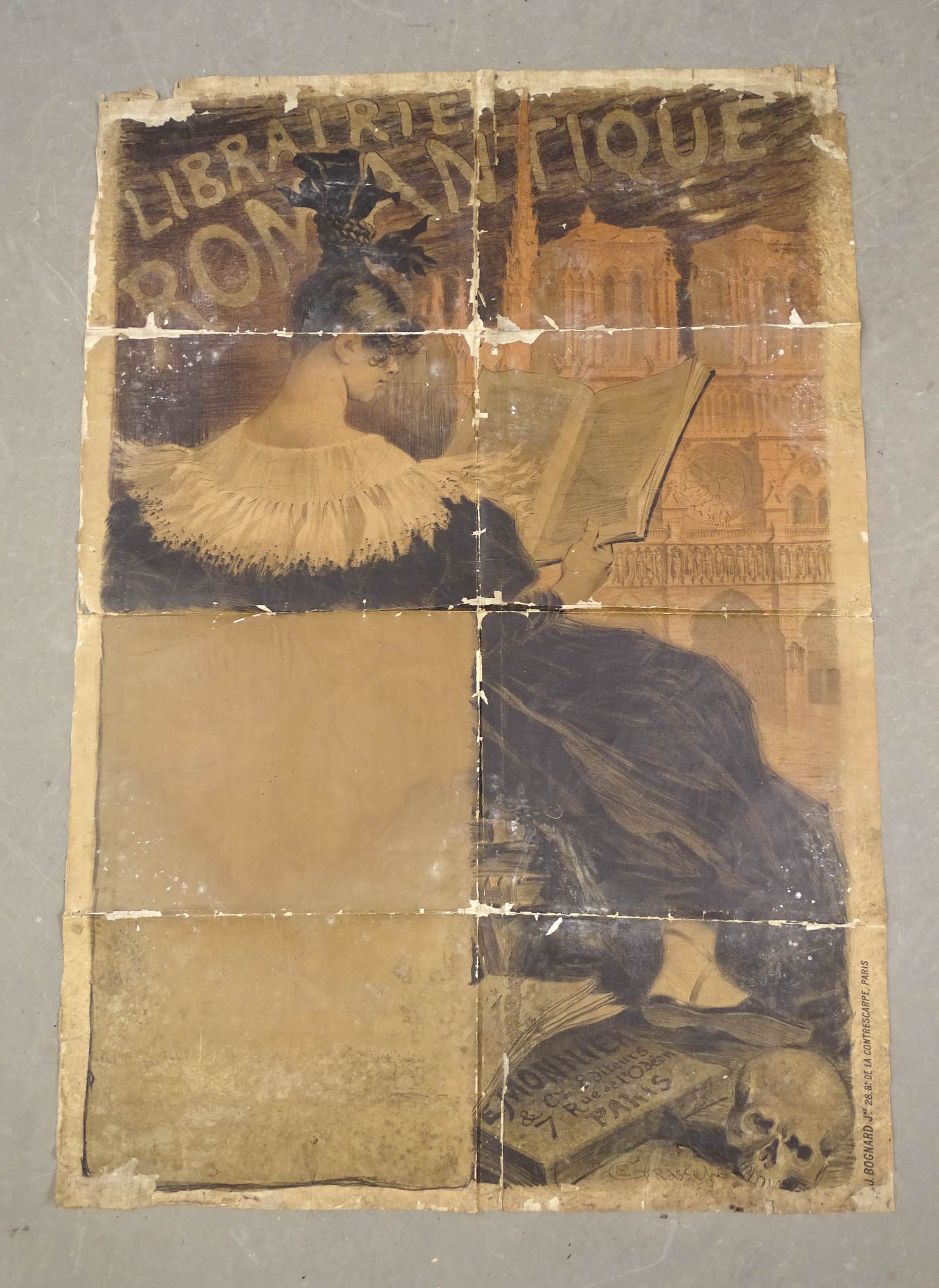 Early Poster "Librairie Romantique....": Early poster "Librarie Romantique Eugene Grasset". 34" x 48". Folded and fragile.
