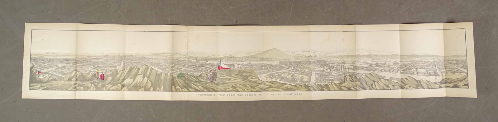 Panaramic Print: Panoramic View from the Summit of Santa Lucia Santiago, print from the US. Naval Astronomical Expedition to The Southern Hemisphere 1855. 11 1/2" x 69" (paper size).