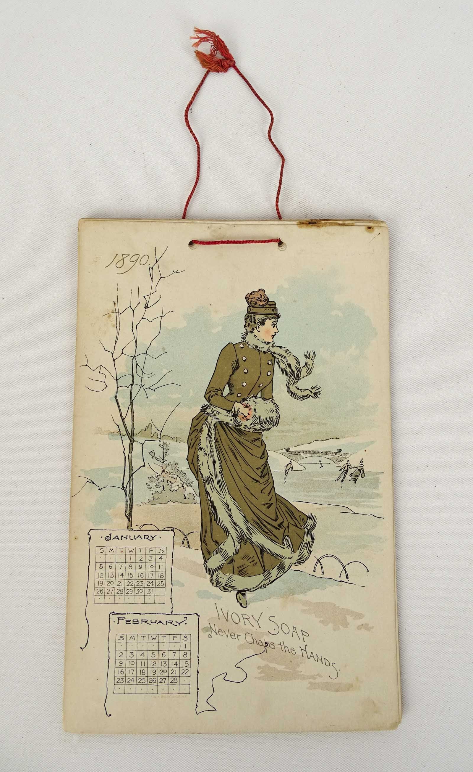 1890 Ivory Soap Calendar: 1890 Ivory Soap calendar Jan-Dec. with duplicates of Jan-Oct. 5 5/8" x 8 3/4".