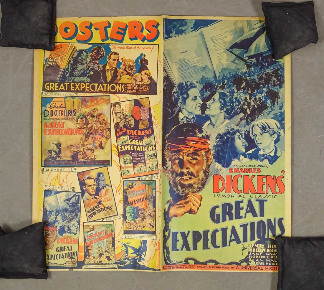 Poster for Adaptation of Charles Dickens: Promotional poster layout for the 1934 film "Adaptation of Charles Dickens Great Expectations". 27" x 25 1/2".