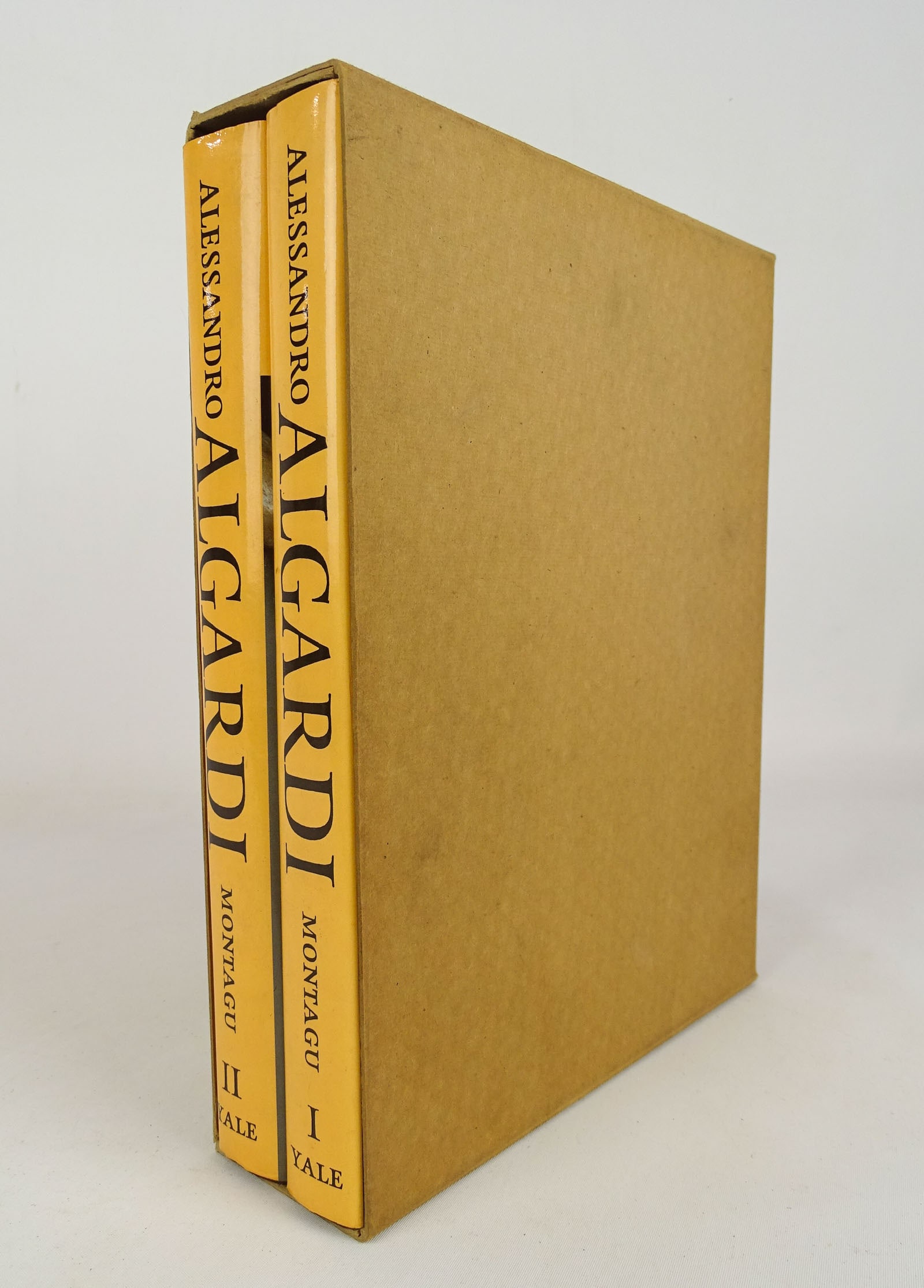 Book Set "Allesandro Algardi...": Alessandro Algardi by Jennifer Montagu, two-volume hardcover book set released in 1985. 9" x 11 3/4" x 2 1/2".
