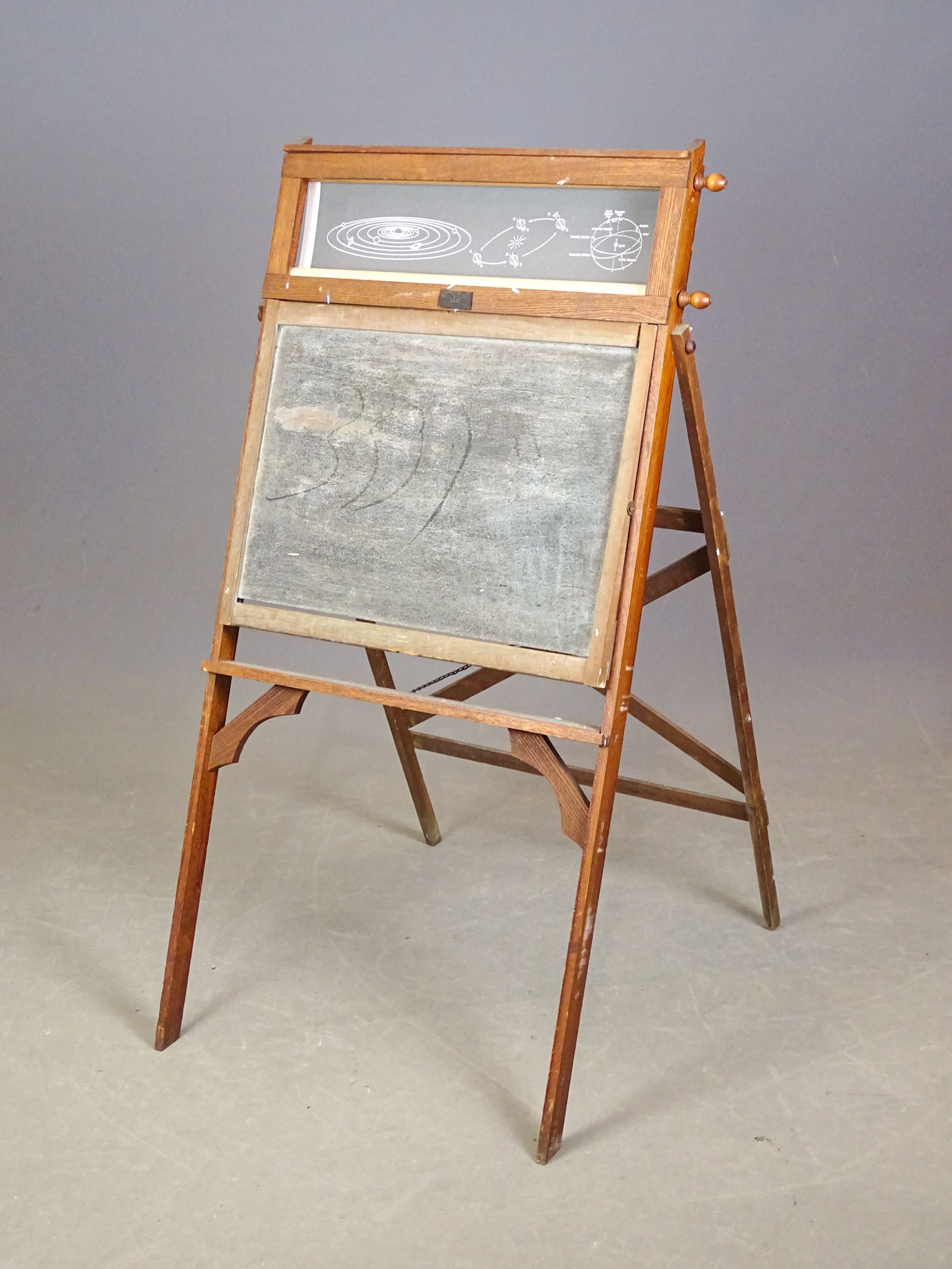 Vintage School Display: Vintage school display with roll-up alphabet and solar system. 24" x 48 1/2" Ht..