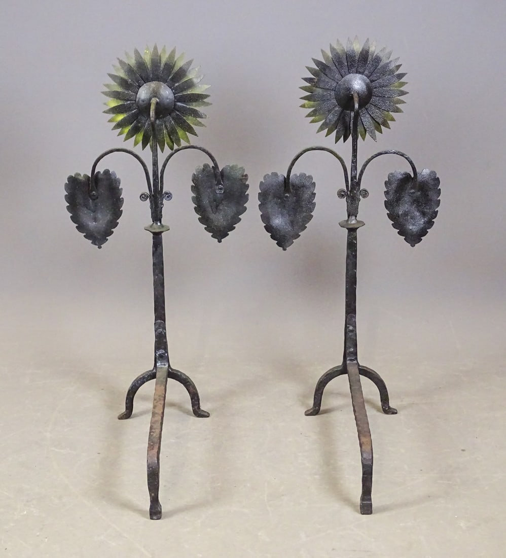 Pair Sunflower Andirons - 4