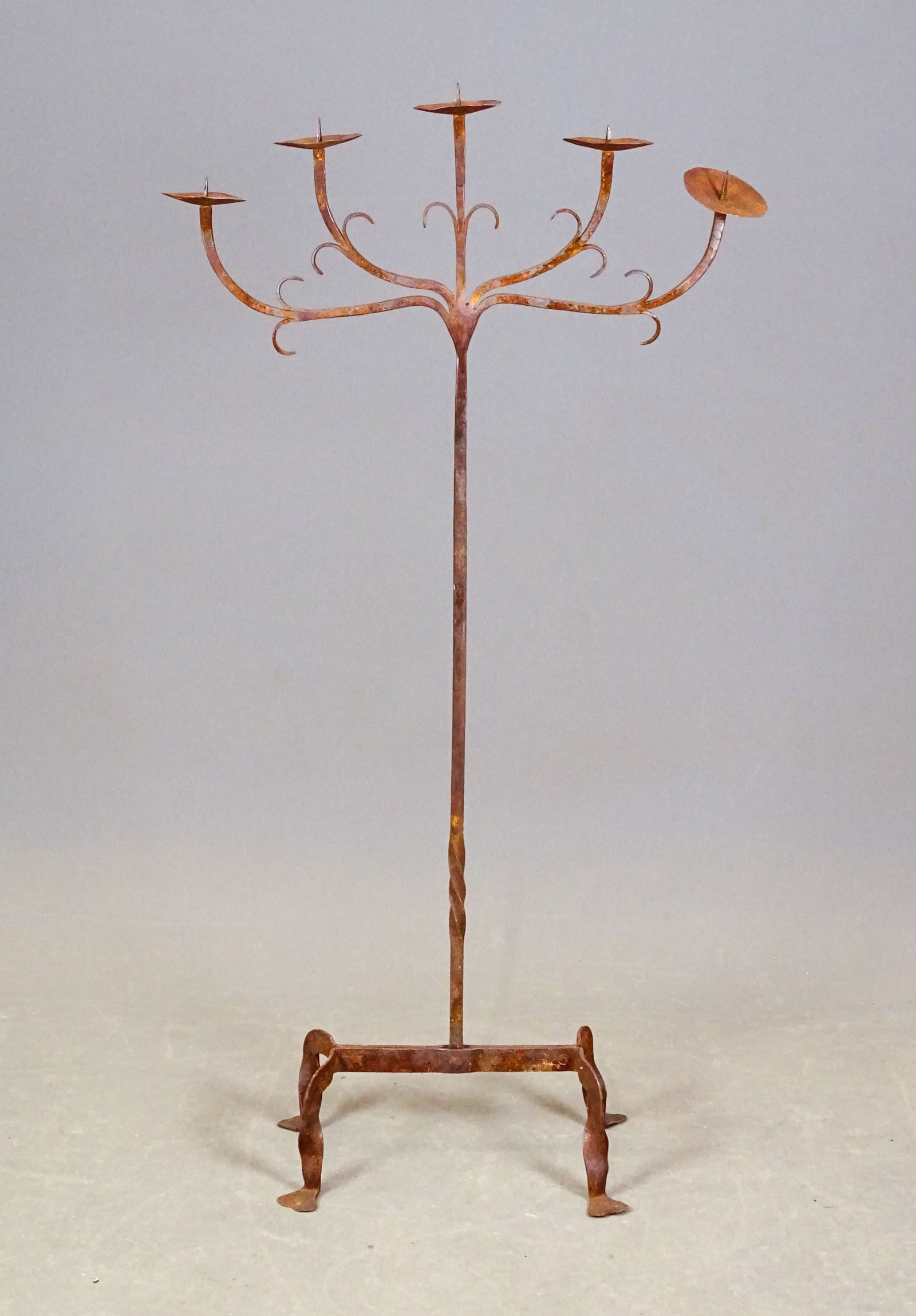 Iron Prickett Standard: Iron Prickett standard. 46 1/2" Ht..