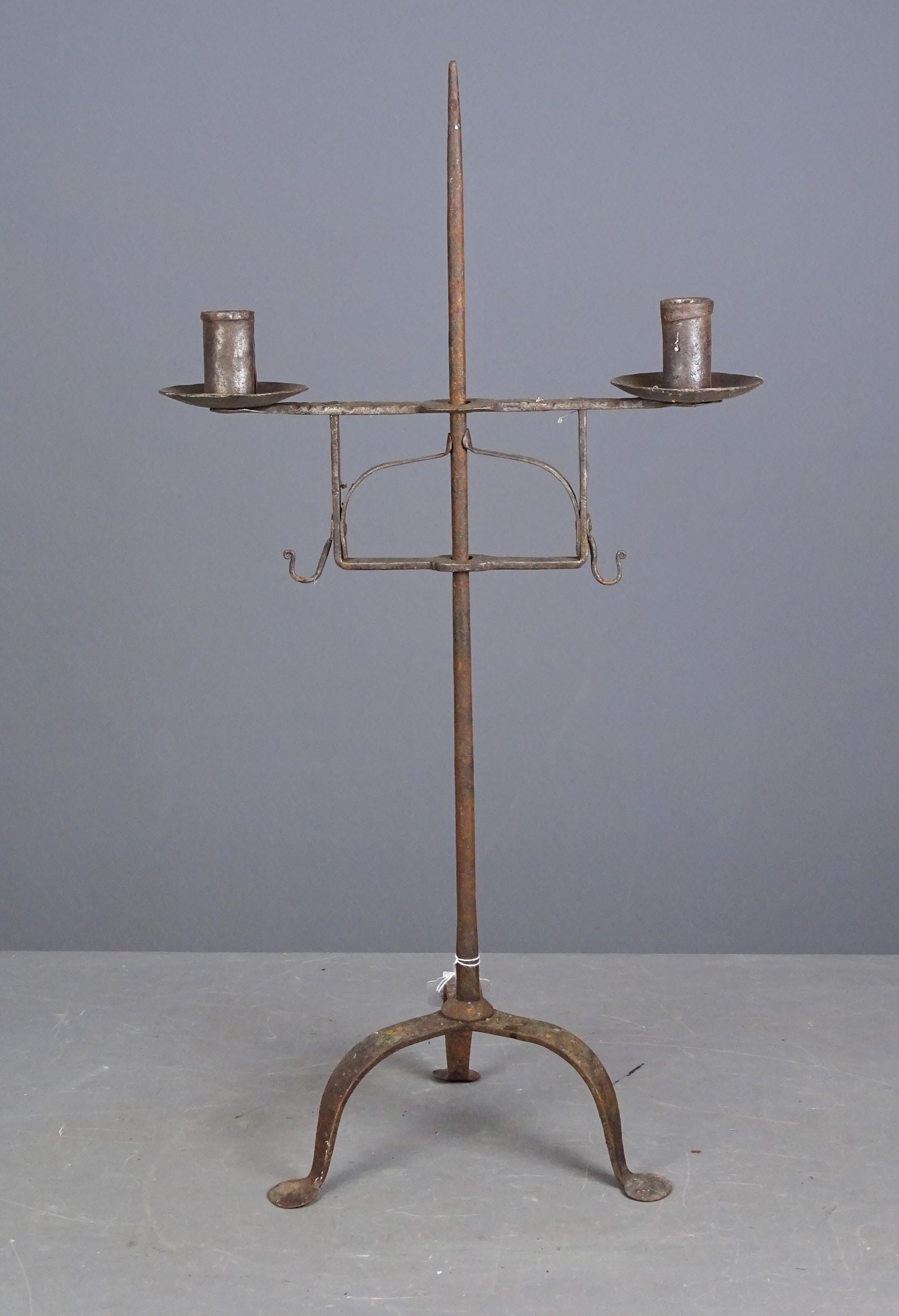 Iron Candleholder: Iron candleholder. 28" Ht..