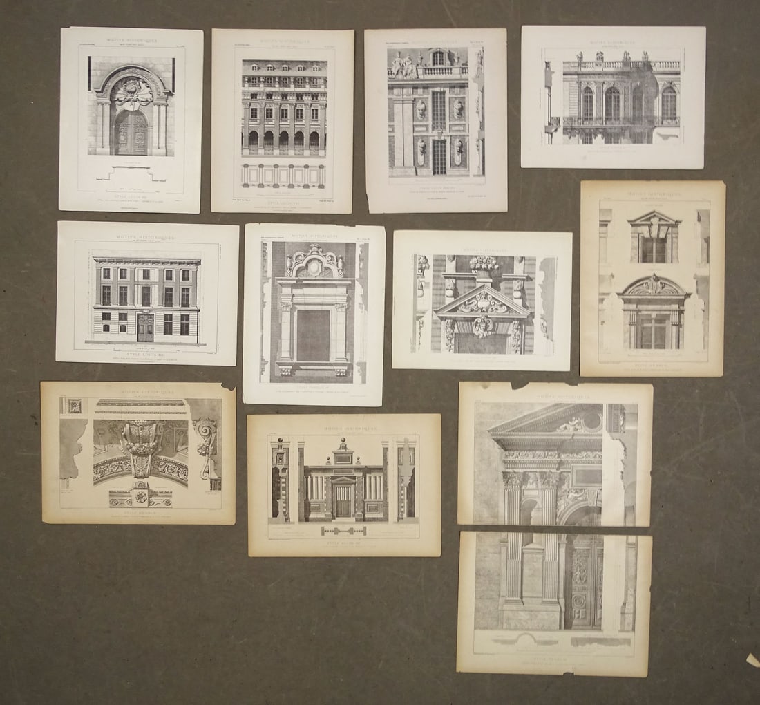 Architectural Print Lot: Architectural print lot. Historiques (10 plates). 10 1/2" x 13 1/2".