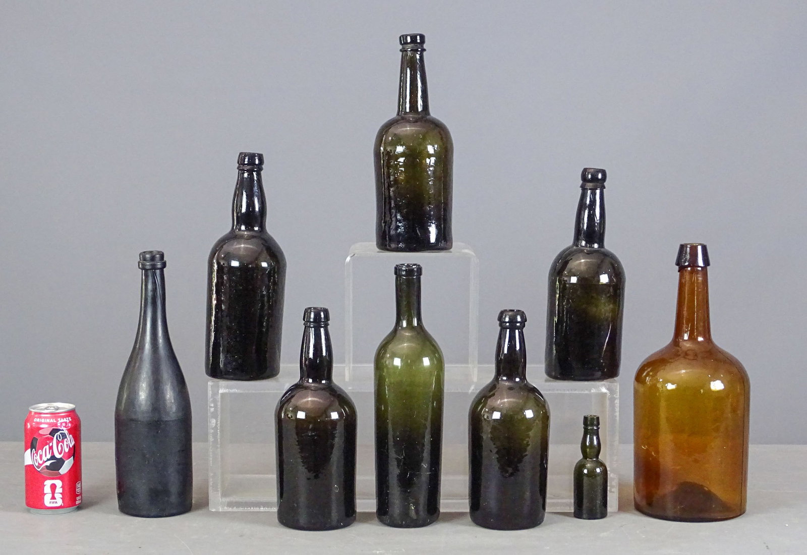 Bottle Collection: Bottle collection (tallest 12 3/4" Ht., smallest 4 3/4" Ht.).