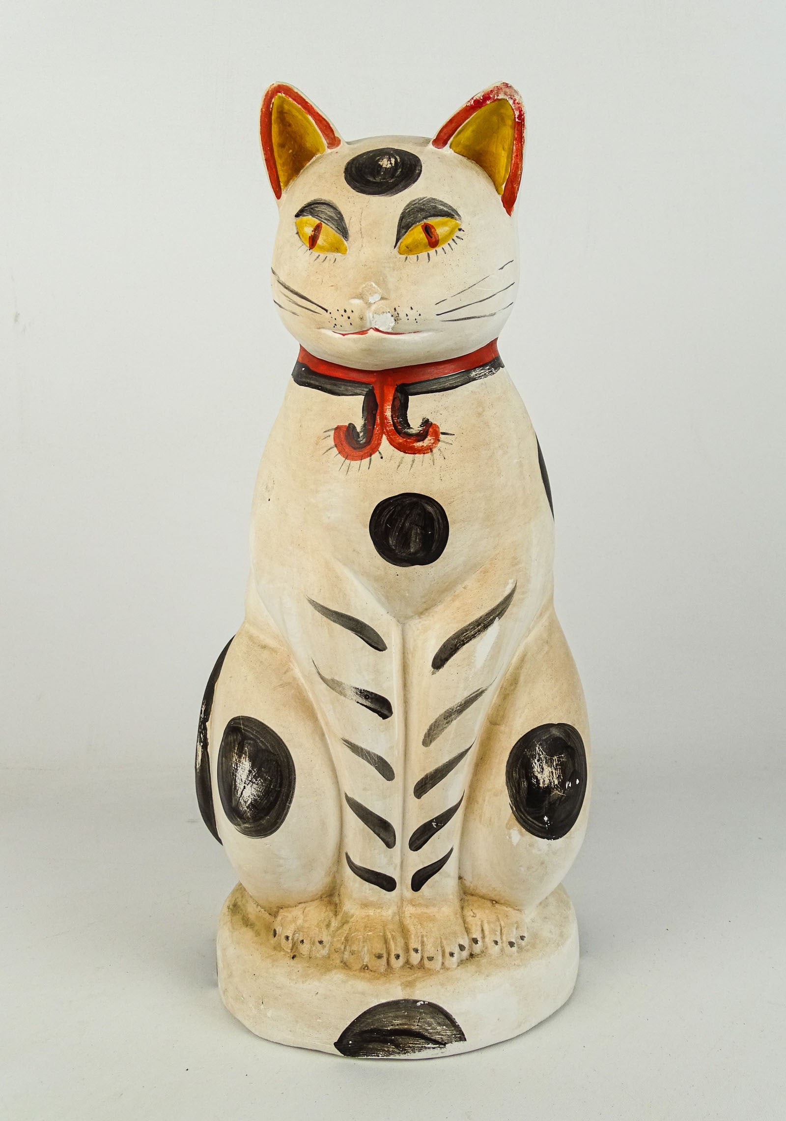 Chalkware Cat: Chalkware painted cat. 14 1/2" Ht..