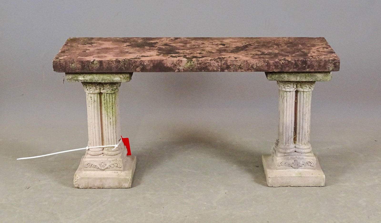 Cast Stone Garden Bench: Cast stone 3 pieces garden bench. 36" x 12" x 18" Ht..