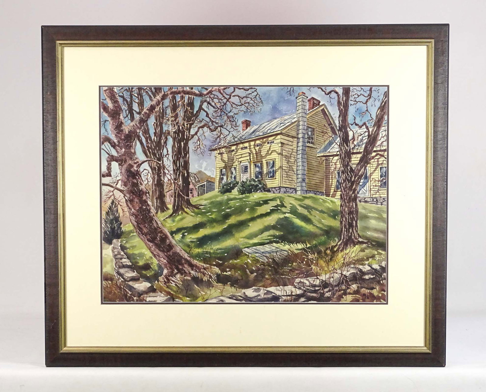 Barbara Messina (20th/21st Century): Barbara Messina (20th/21st Century), Colonial House. Frame overall 33 3/4" x 40".
