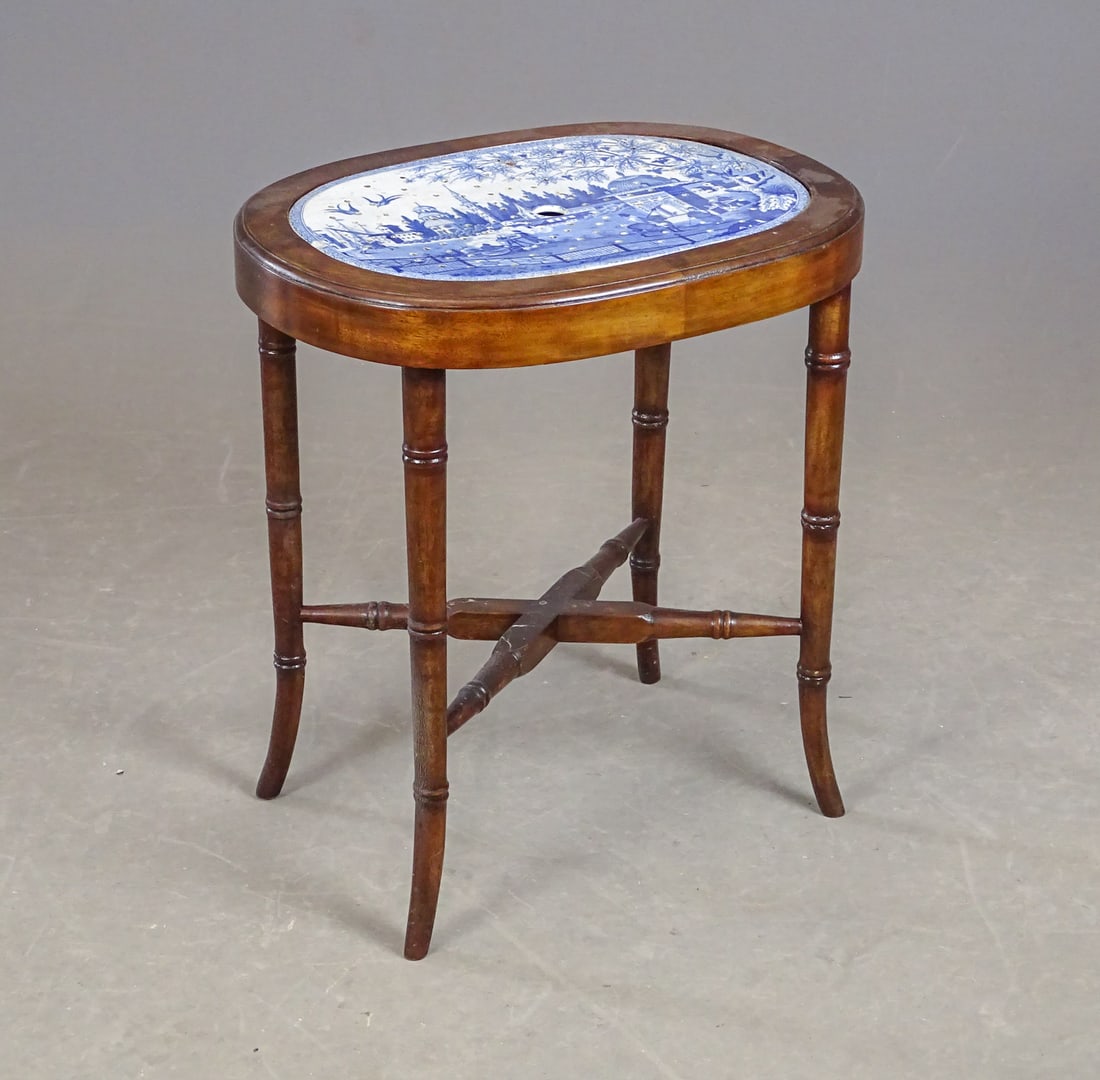 Ironstone Tray on Stand: Ironstone tray on stand. 18" x 13" x 20" Ht.. Tray attached.