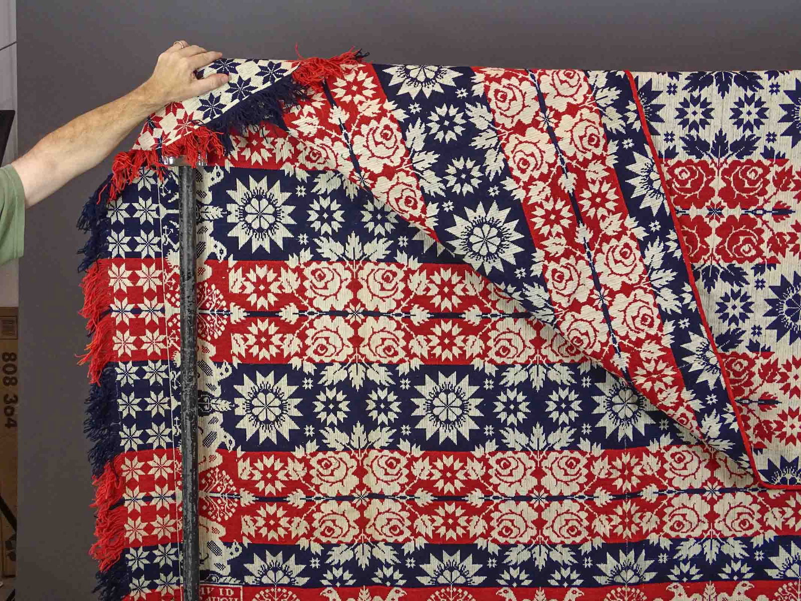 19th c. Eagle Coverlet - 5